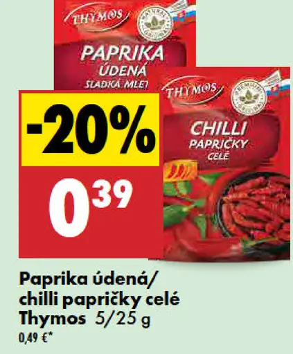 Paprika údená/chilli papričky celé Thymos