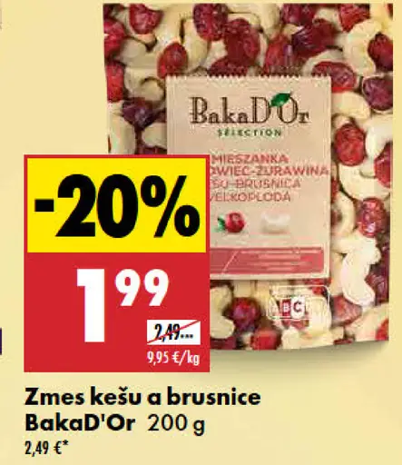 Zmes kešu a brusníc