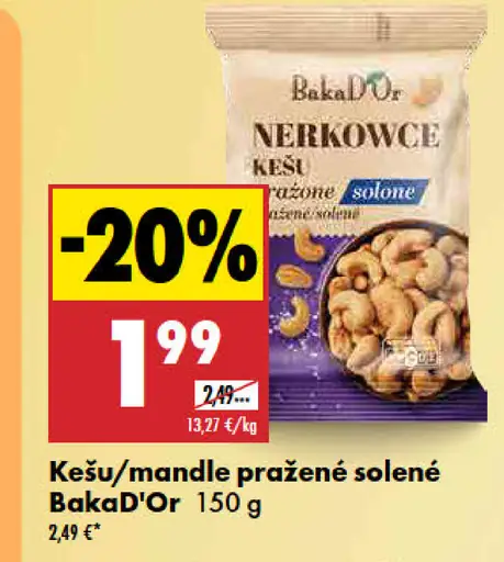 Kešu/mandle pražené solené