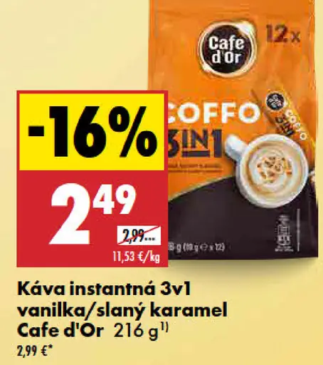 Cafe d'Or káva instantná 3v1 vanilka/slaný karamel