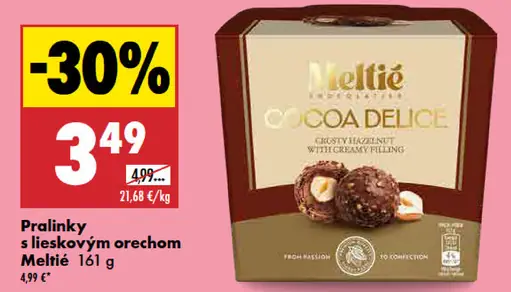 Meltie pralinky s lieskovým orechom