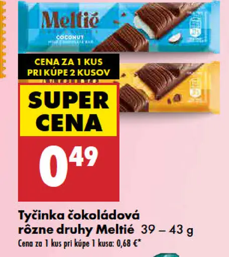 Meltie tyčinka čokoládová rôzne druhy