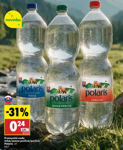 Polaris pramenitá voda – tichá, jemne perlivá, perlivá