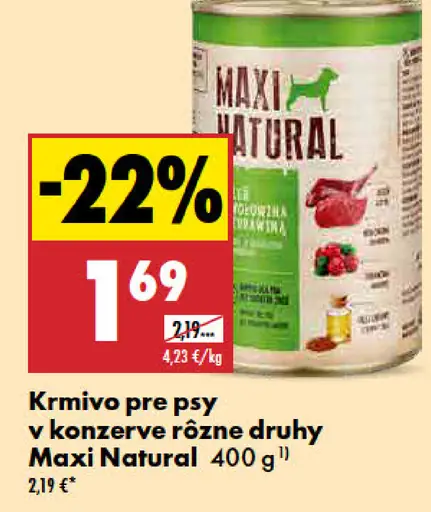 Maxi Natural krmivo pre psy v konzerve rôzne druhy