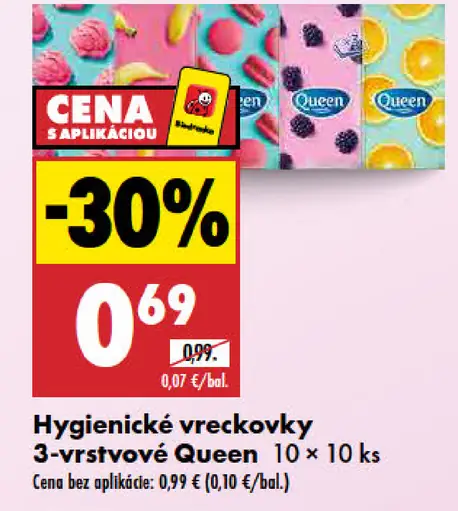 Queen Hygienické vreckovky 3-vrstvové