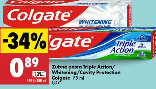 Zubná pasta Triple Action / Whitening / Cavity Protection Colgate