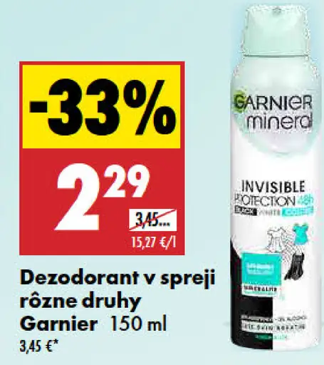 Garnier dezodorant v spreji, rôzne druhy