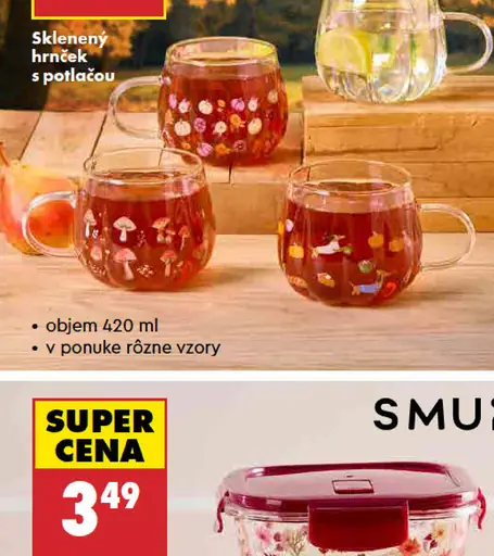 SMUKEE Sklenený hrnček s podšálkou
