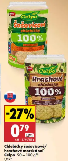 Celpo hrachové chlebíčky morská soľ