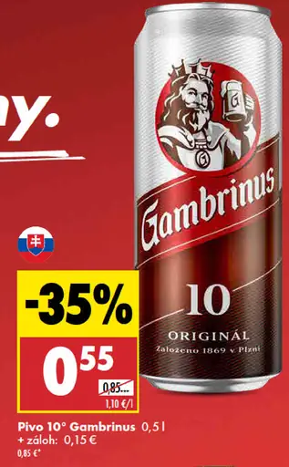 Pivo 10° Gambrinus Original plechovka