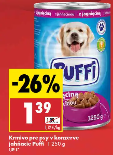 Puffi krmivo pre psy v konzerve hovädzie/kuracie