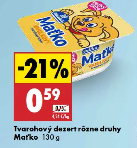 Matko tvarohový dezert rôzne druhy