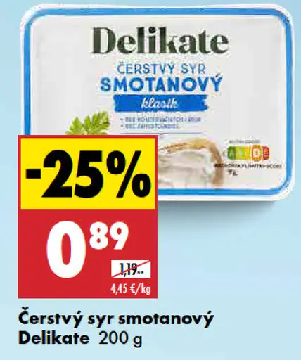 Delikate Čerstvý syr nadýchaný