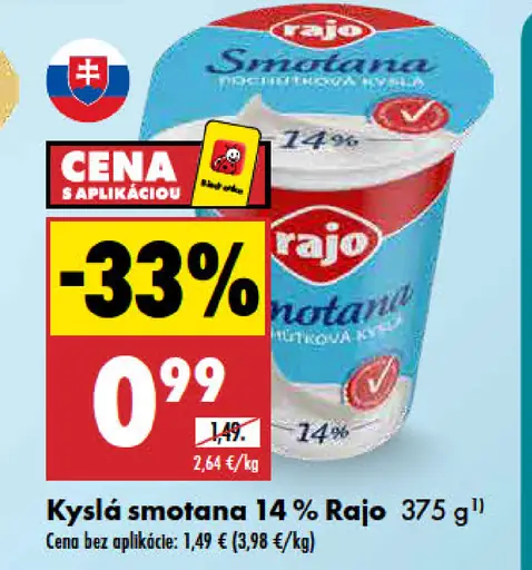 Rajo Kyslá smotana 14%