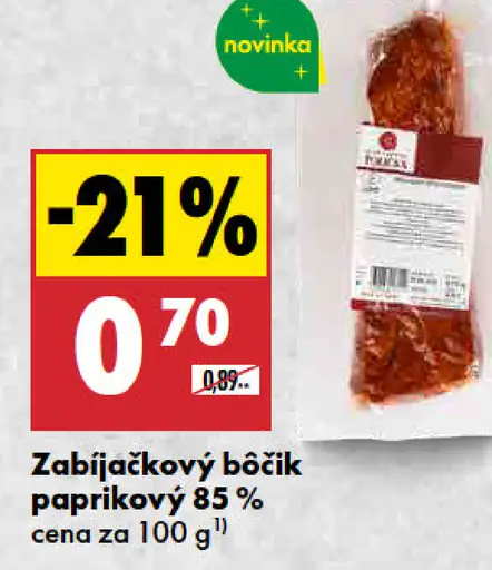 Zabíjačkový bôčik paprikový 85 %