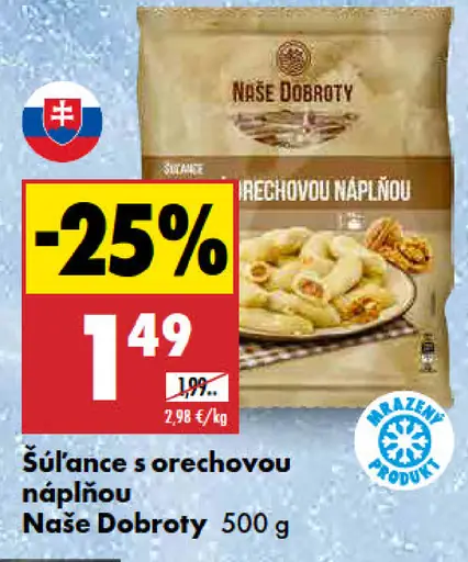 Naše Dobroty šúľance plnené orechovou náplňou