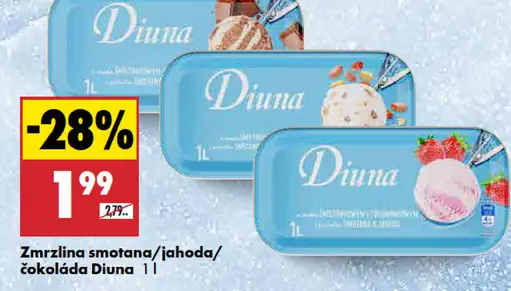 Diuna zmrzlina smotana/jahoda/čokoláda