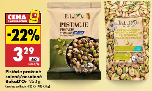 Pistácie pražené solené/nesolené Baka d'Or