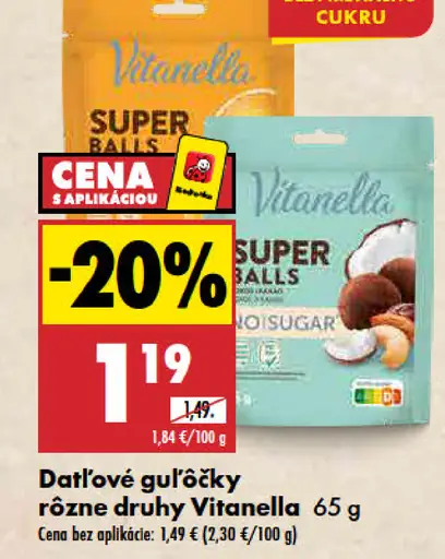 Vitanella datľové guľôčky rôzne druhy
