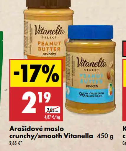 Vitanella Arašidové maslo smooth/crunchy
