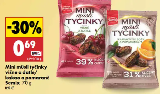 Semix Mini müsli tyčinky višňa a datle