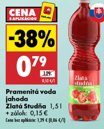 Pramenitá voda Jahoda Zlatá Studňa