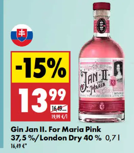 Gin Jan II. For Maria Pink 37,5 % / London Dry 40 %
