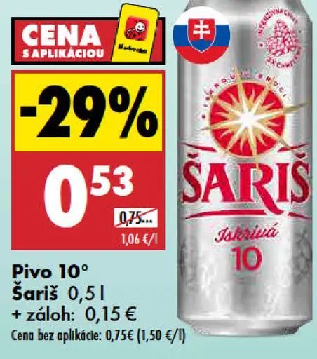 Pivo Šariš 10° plechovka