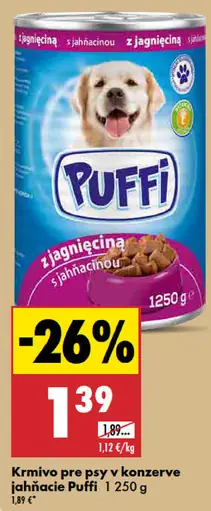 Pufi krmivo pre psy v konzerve jahňacie