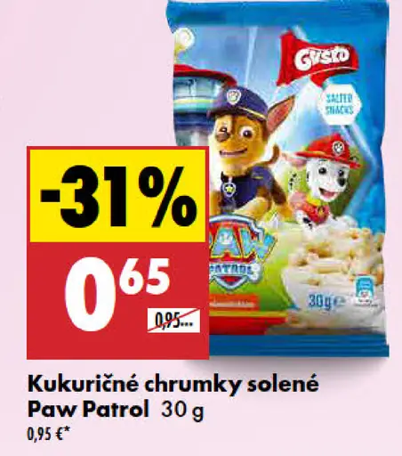Paw Patrol kukuričné chrumky solené