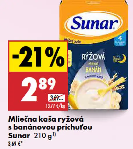 Sunar mliečna kaša ryžová s banánovou príchuťou