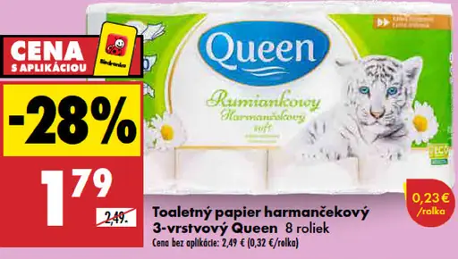 Queen harmančekový toaletný papier 3-vrstvový
