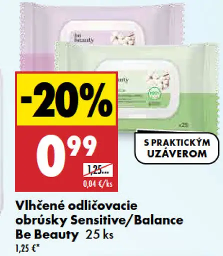Be Beauty Vlhčené odličovacie obrúsky Sensitive/Balance