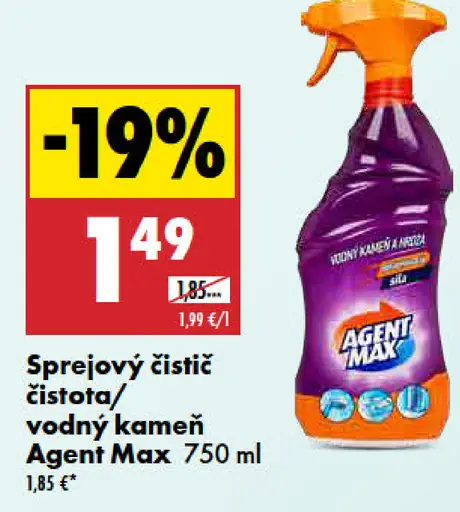 Agent Max sprejový čistič čističa/vodný kameň