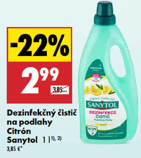 Sanytol dezinfekčný čistič na podlahy citrón