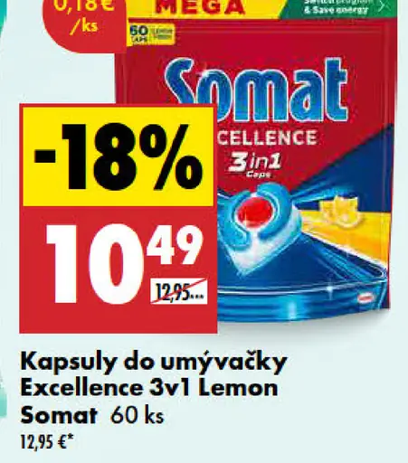 Somat Excellence 3in1 Lemon Fresh kapsuly do umývačky riadu