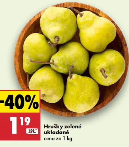 Zelené hrušky ukladané