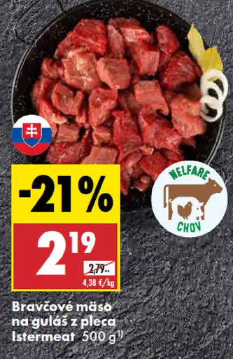 Bravčové mäso na guláš z pliecka Istermeat