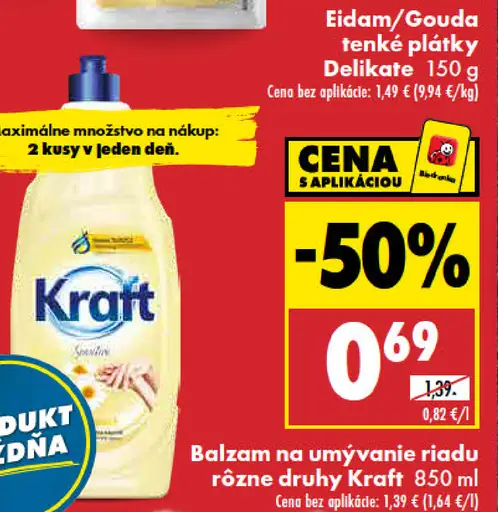 Kraft balzam na umývanie riadu rôzne druhy