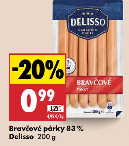 Delisso Bravčové párky 83 %