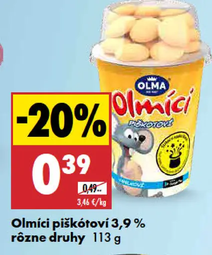 Olmíci Piškotový 3,9 % rôzne druhy