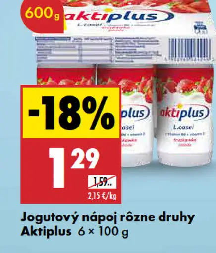 Aktiplus jogurtový nápoj rôzne druhy