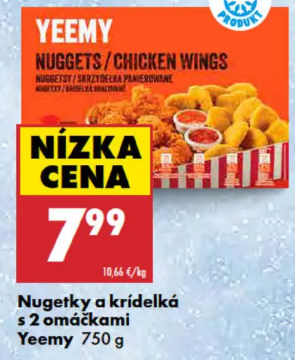 Yeemy nuggetky a kuracie krídelká s 2 omáčkami