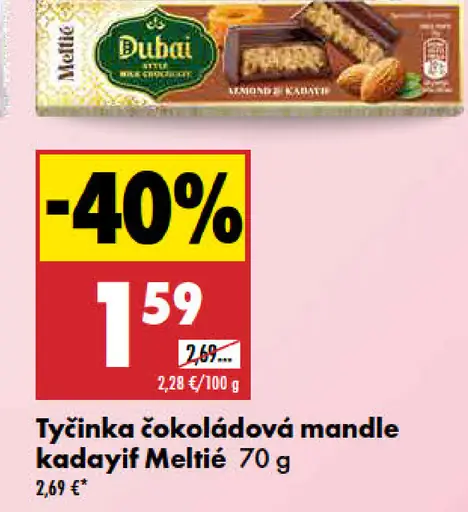 Meltíe tyčinka čokoládová mandle kadayif