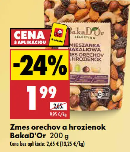 Zmes orechov a hrozienok