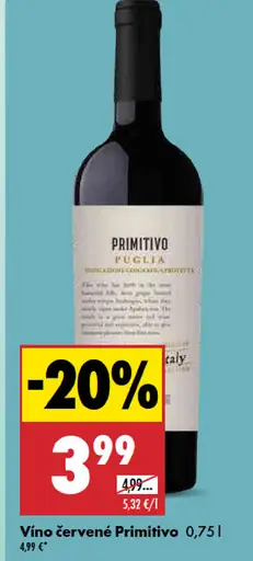 Víno červené Primitivo Puglia