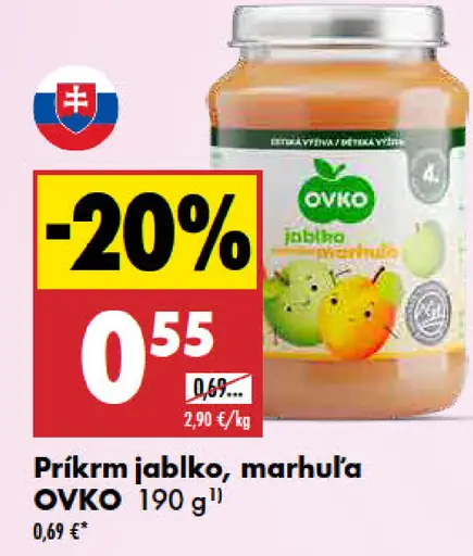 Príkrm jablko, broskyňa OVKO