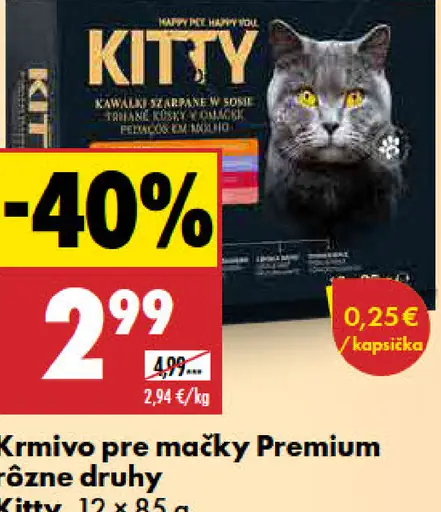 Kitty krmivo pre mačky Premium rôzne druhy