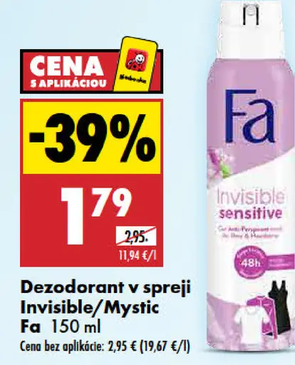 Fa Invisible/Mystic dezodorant v spreji
