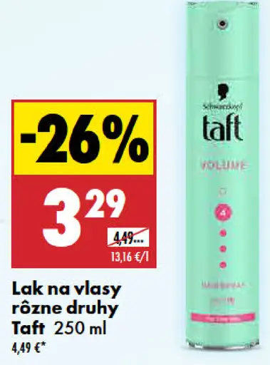 Lak na vlasy rôzne druhy Taft